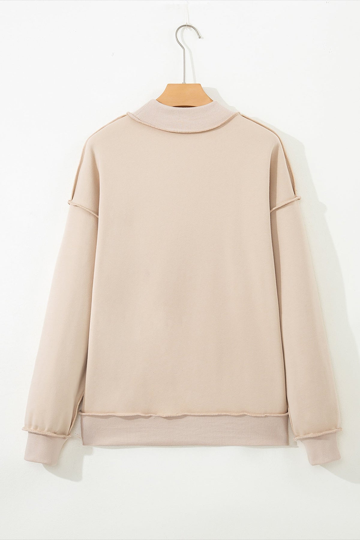 Solid Mock Neck Drop Shoulder Oversize Sweatshirt