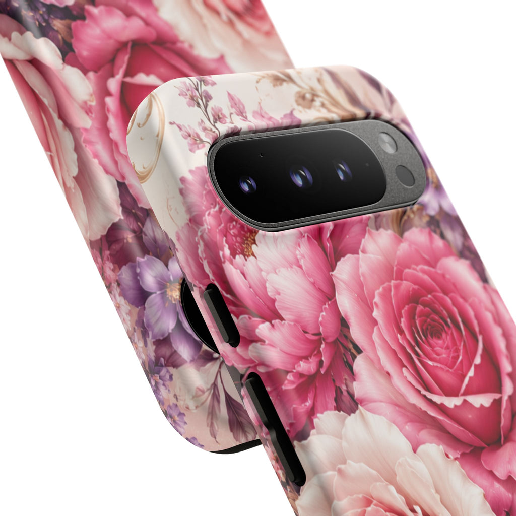 Pink Vintage Roses phone case | floral iPhone cover