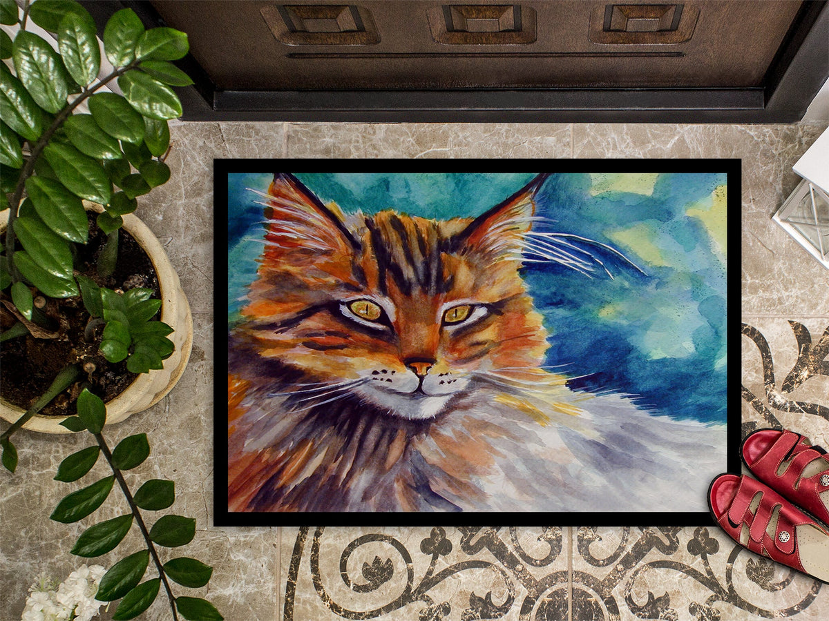 Maine Coon Cat Watching you Doormat Indoor Outdoor 24H X 36W Front Door Mat Rugs for Entryway, Non Slip Washable Low Pile,