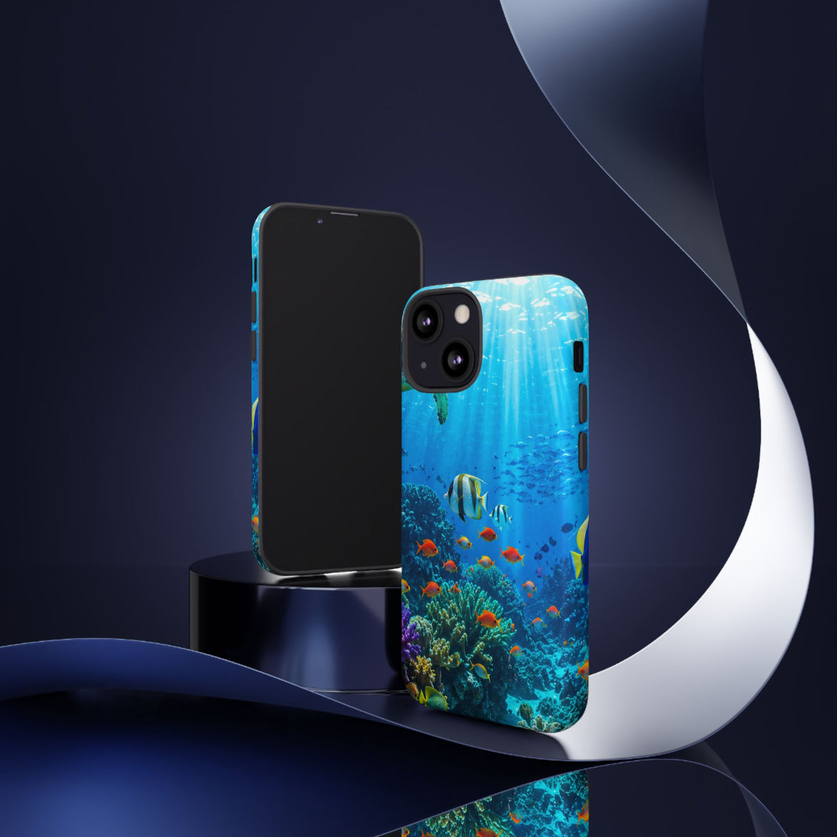 Underwater Ocean Life Tough Phone Case — Coral Reef & Sea Turtle Protective Cover