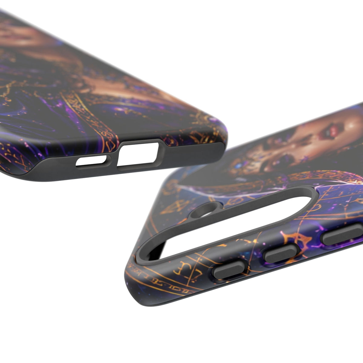 Phone Case — Mystical Sorceress Art Protective Tough Case (Astrology, Purple Hooded Witch)