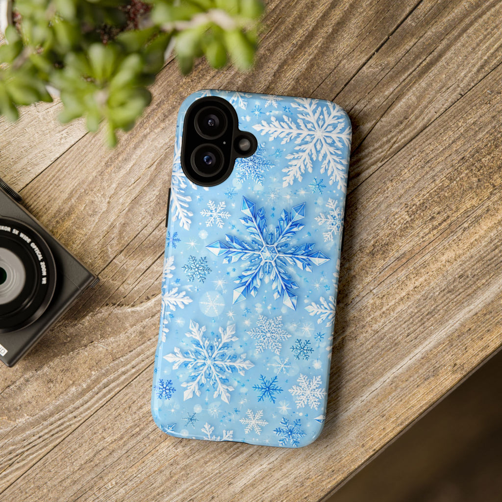Winter Snowflake Tough Phone Case — Blue Holiday Protective Cover