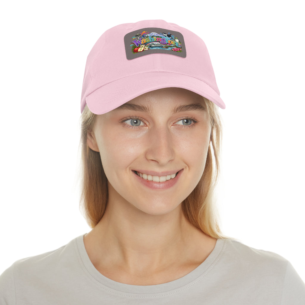 Washington State patch hat | leather rectangle dad hat