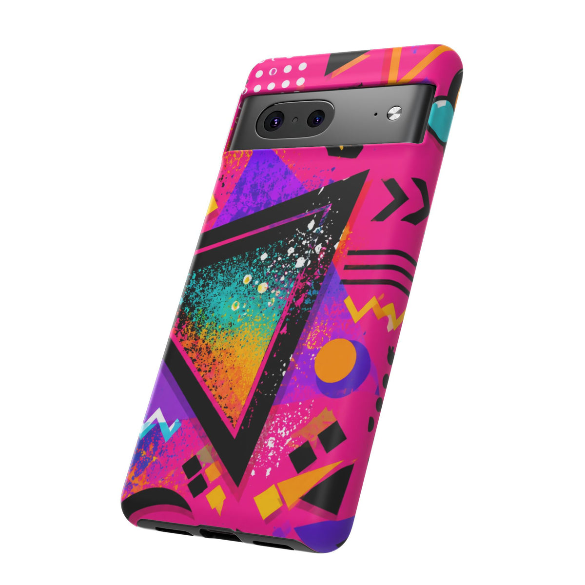 Retro 80s Geometric Phone Case — Neon Triangle Tough Case