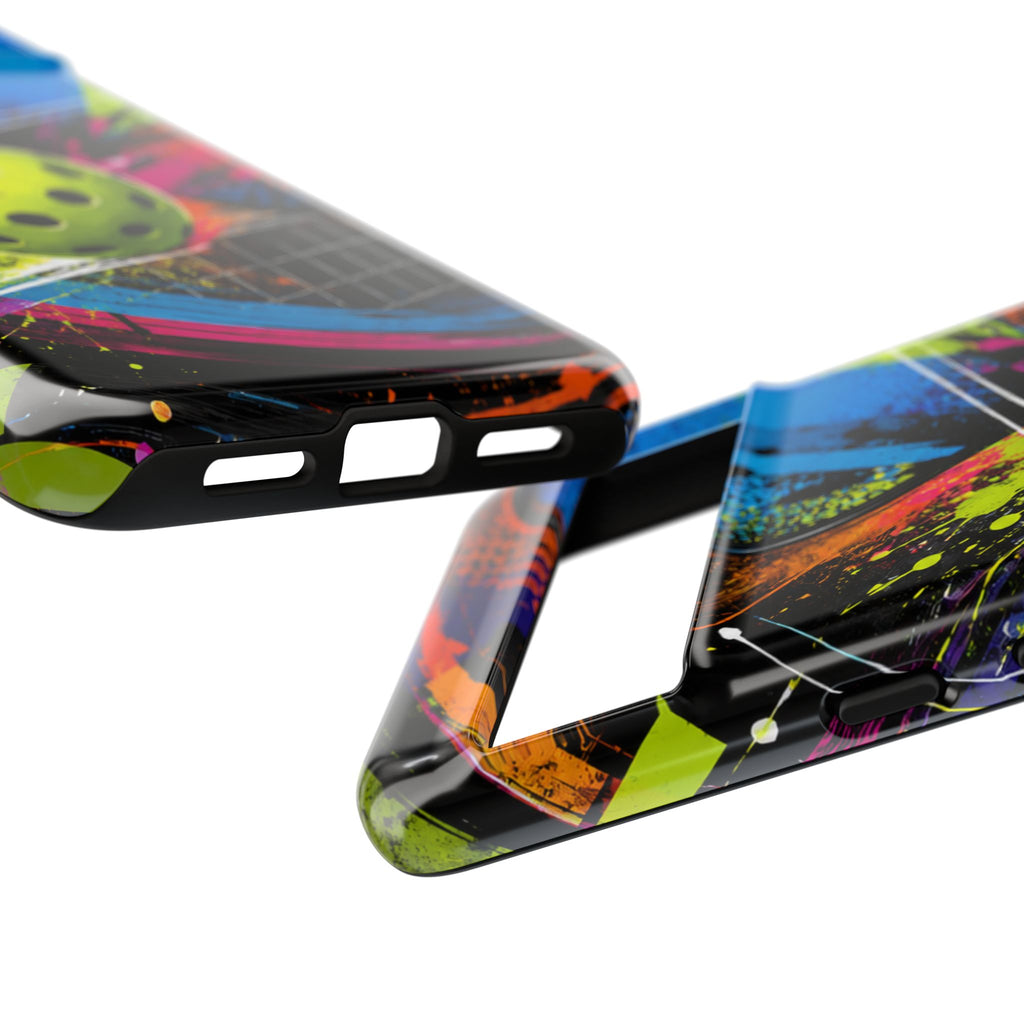 Pickleball Phone Case – Neon Paddle & Ball Splash Tough Case