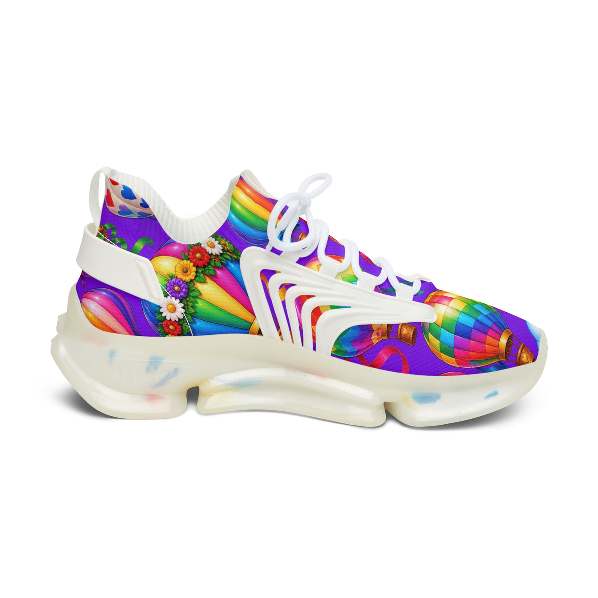 Rainbow Hot Air Balloon Mesh Sneakers — Colorful Women's Athletic Shoes