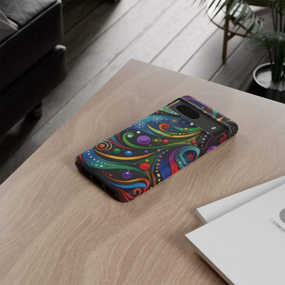 Colorful Swirl Christmas Tree Tough Phone Case