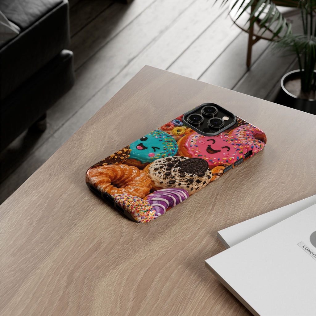 Donut Smile Tough Phone Case — Cute Colorful Desserts Protective Cover