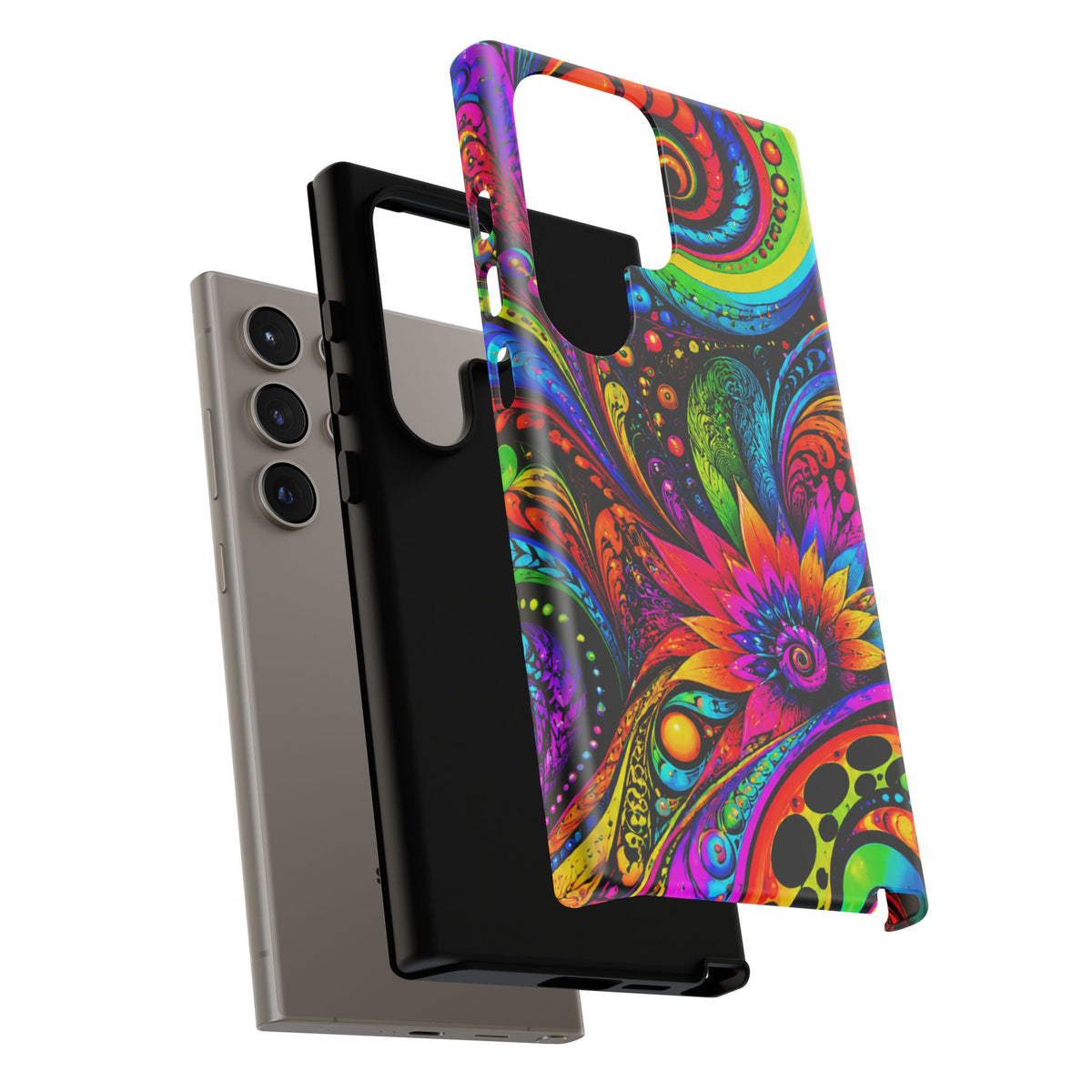Psychedelic Floral Phone Case — Vibrant Swirl Tough Protective Cover