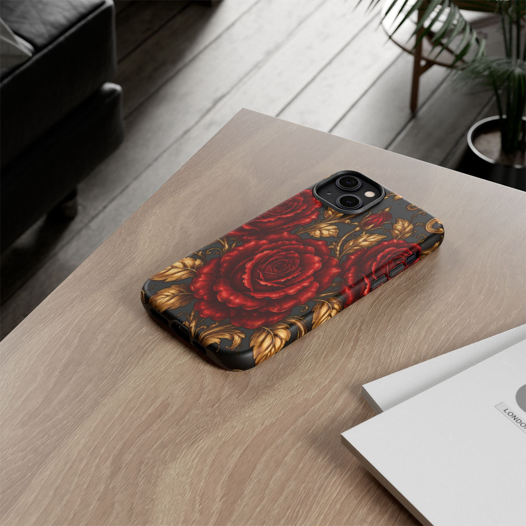 Tough Cases — Vintage Red Rose Floral Phone Case