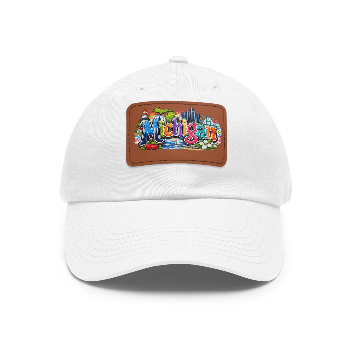Michigan Patch Dad Hat | Leather Rectangle Patch