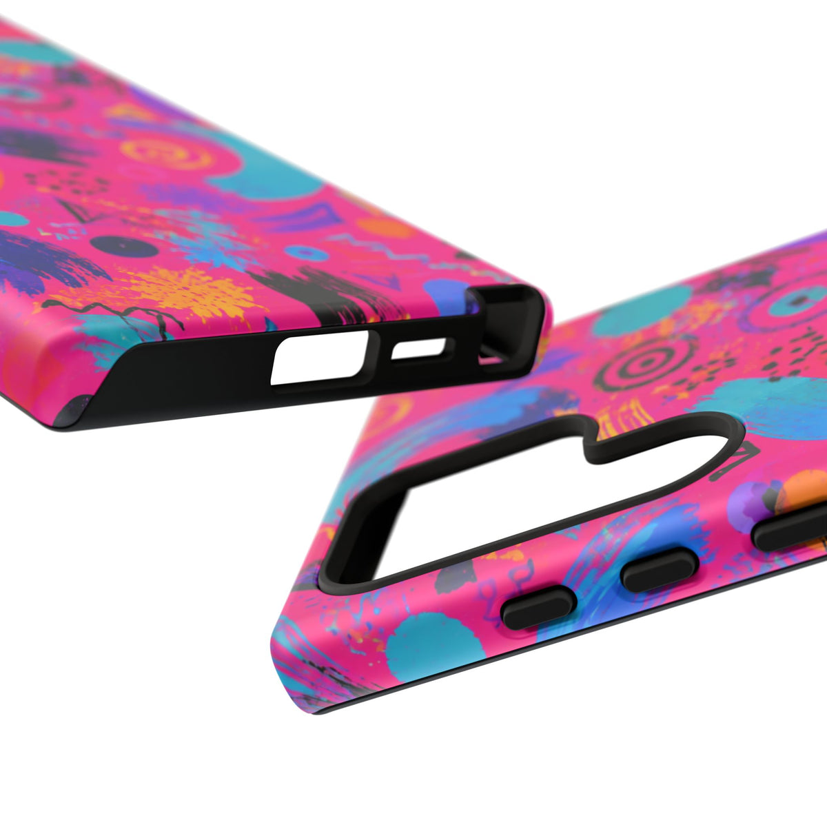 Neon Retro Abstract Tough Phone Case — 80s Brushstroke Pattern