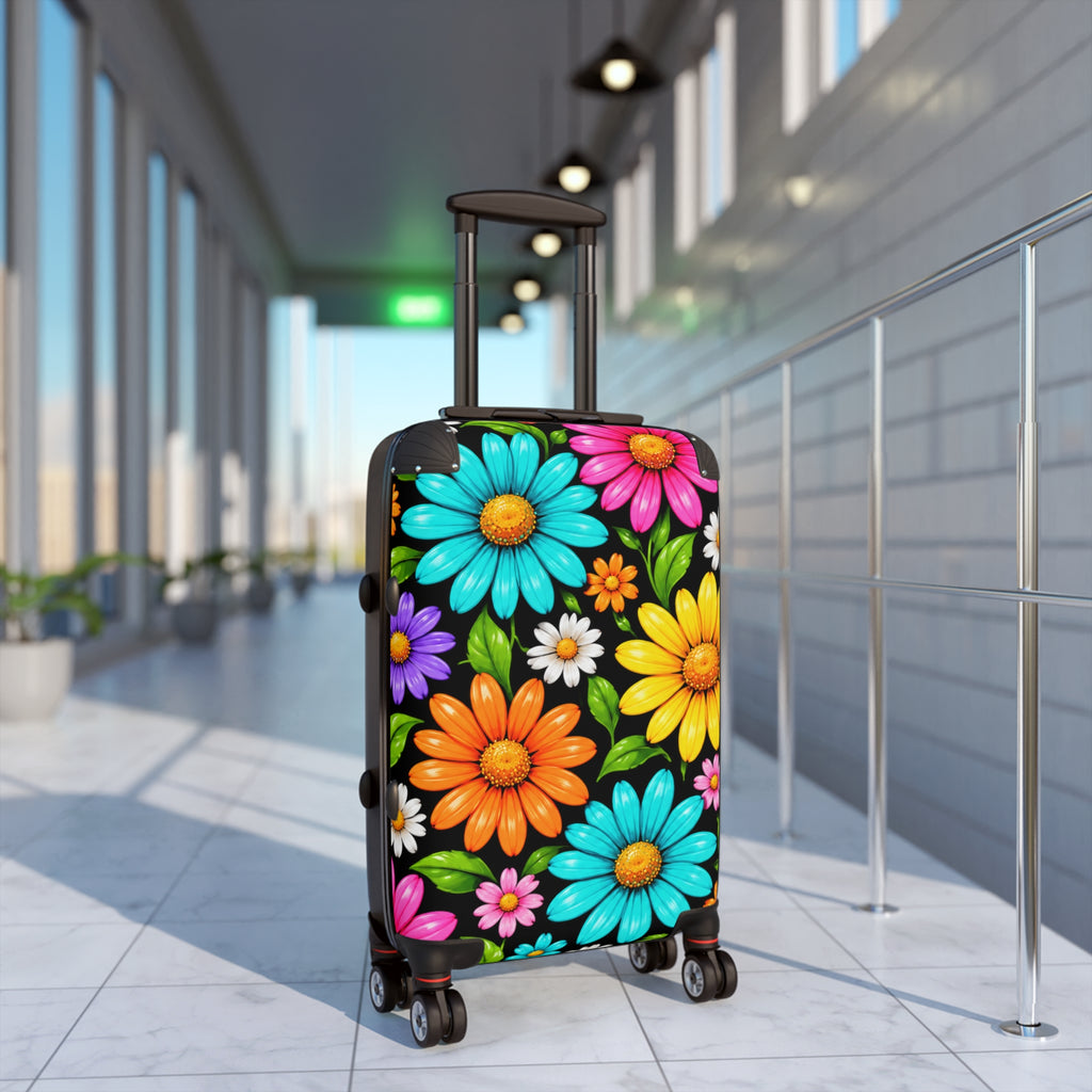 Colorful Daisy Suitcase – Floral Carry-On Luggage for Women & Travel
