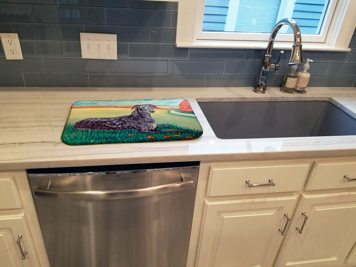 Scottish Deerhound Dish Drying Mat Absorbent Dish Drying Mat Pad for Kitchen Counter Dish Drainer Mat for Countertop, 14 x 21", Multicolor