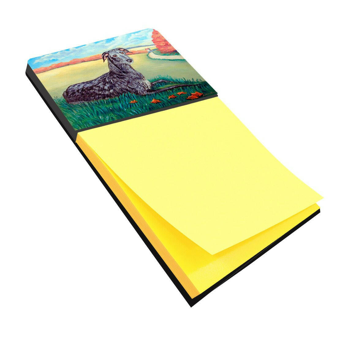 Scottish Deerhound Watercolor Sticky Note Holder Refillable Dispenser Desk Accessory 3x3 Pad Gift