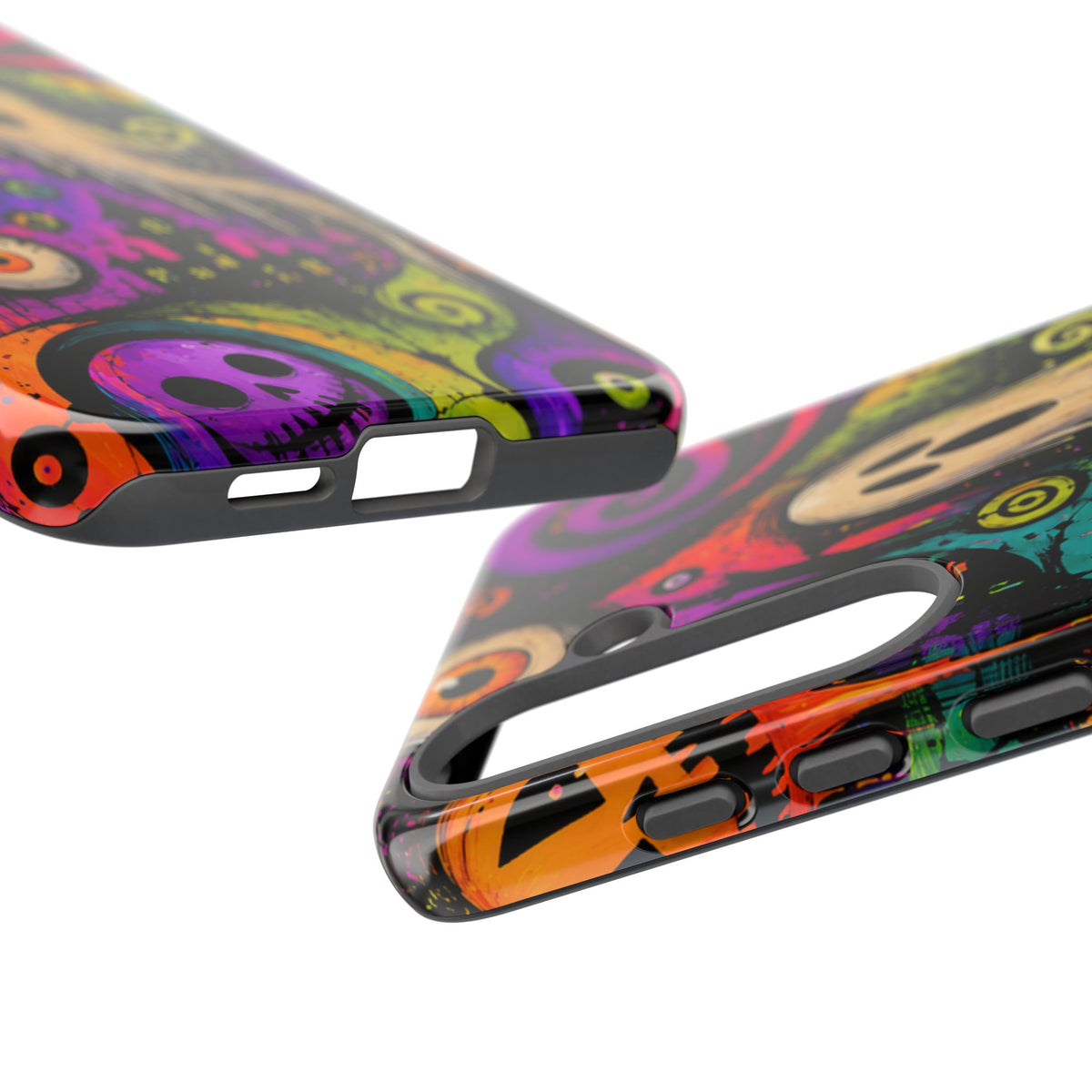 Halloween Ghost Phone Case — Colorful Spooky Skull & Haunted House Tough Case