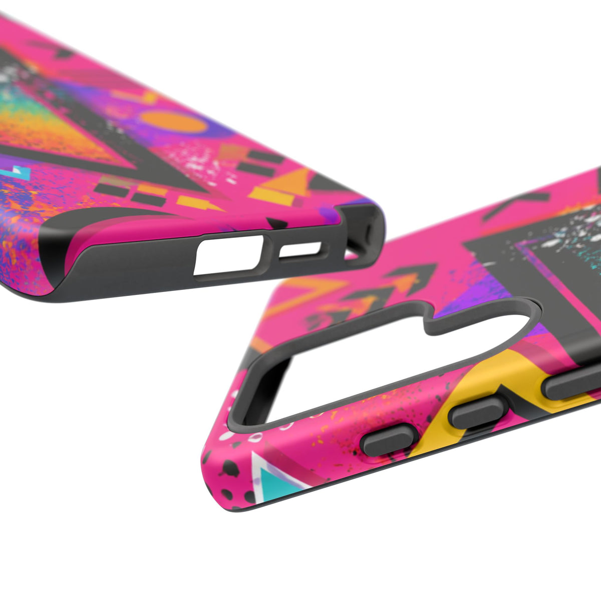 Retro 80s Geometric Phone Case — Neon Triangle Tough Case