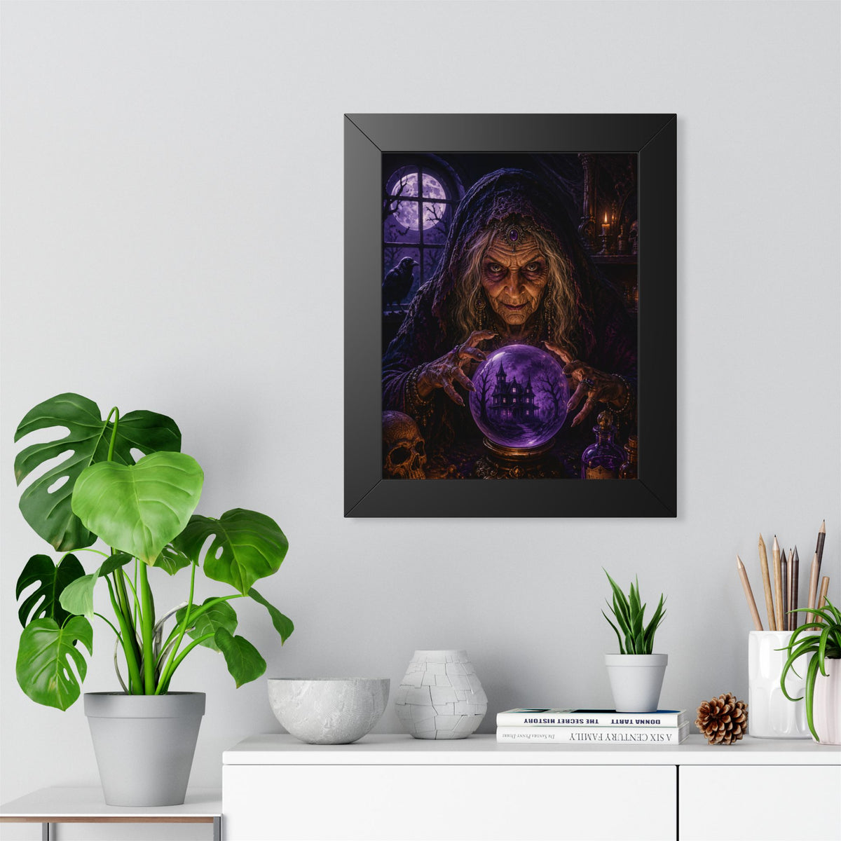 Witch with Crystal Ball Framed Poster | Halloween Wall Art