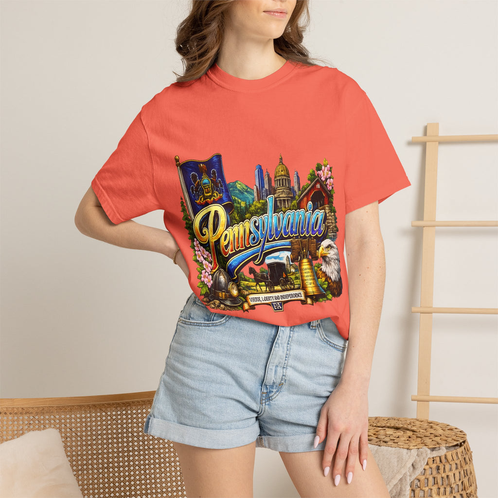 Pennsylvania Vintage Postcard T-Shirt | State Skyline Tee