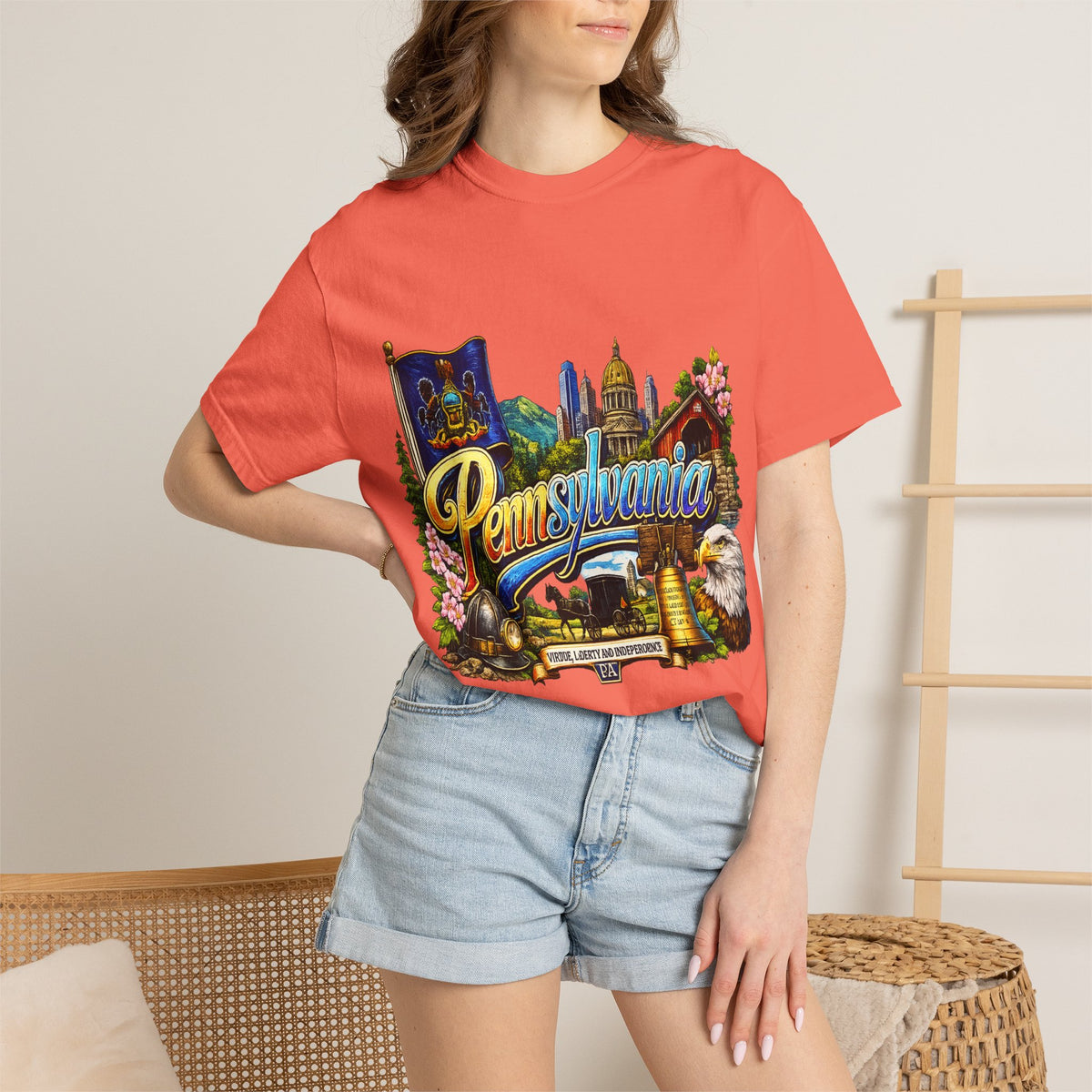 Pennsylvania Vintage Postcard T-Shirt | State Skyline Tee