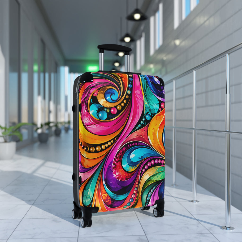 Colorful Swirl Carry-On Suitcase — Vibrant Abstract Travel Luggage