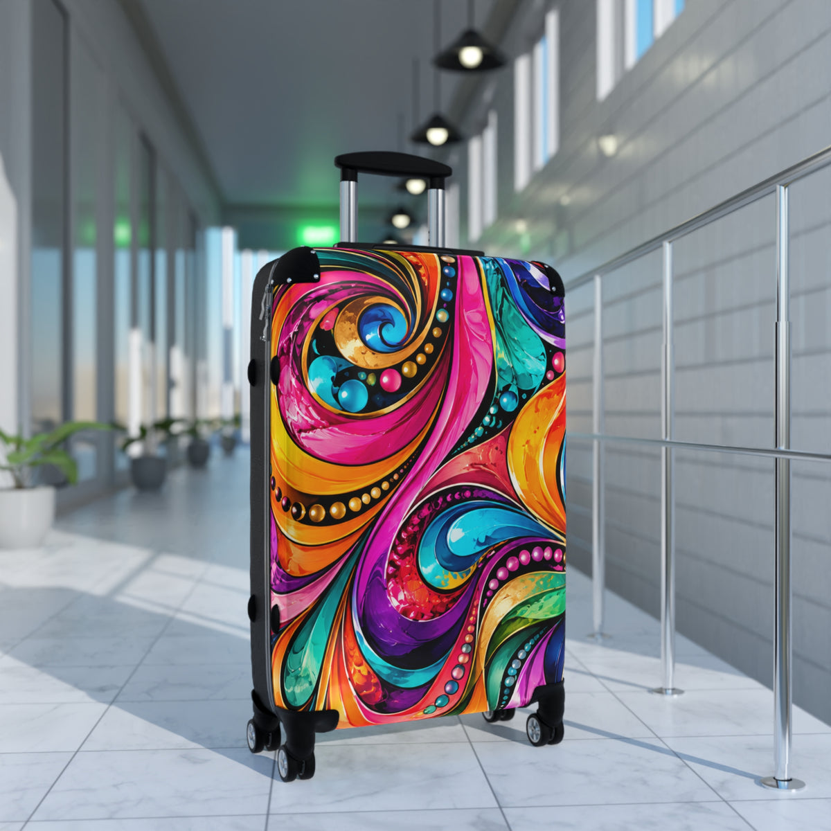 Colorful Swirl Carry-On Suitcase — Vibrant Abstract Travel Luggage