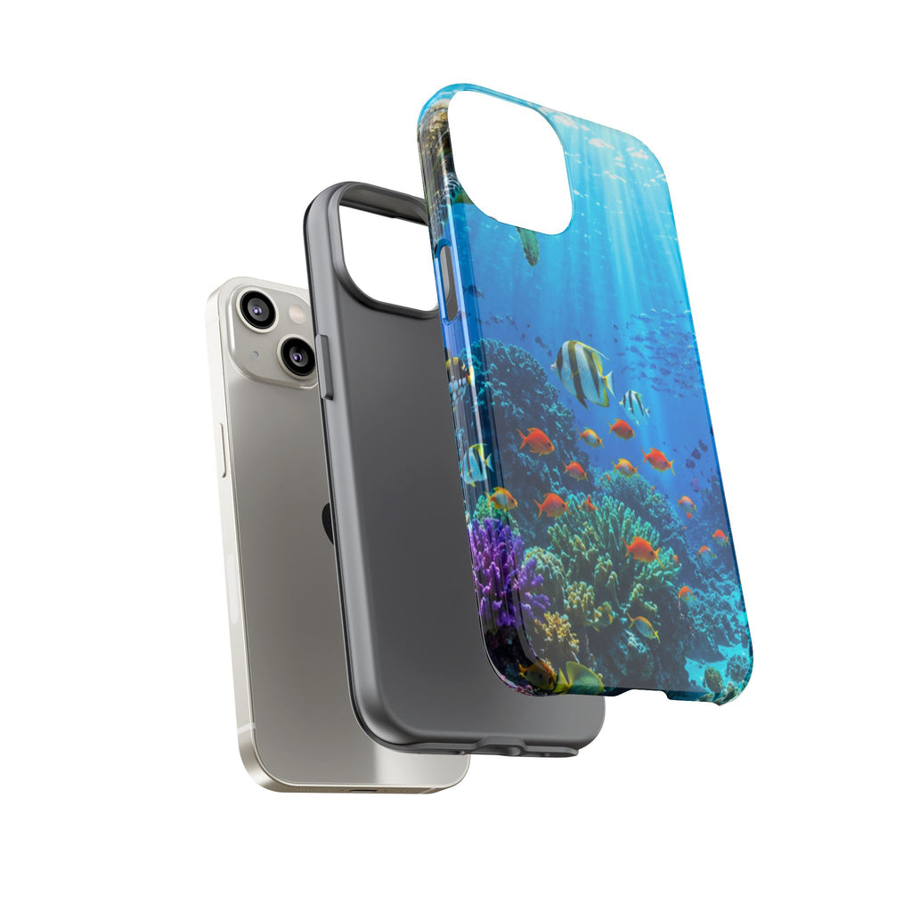 Underwater Ocean Life Tough Phone Case — Coral Reef & Sea Turtle Protective Cover