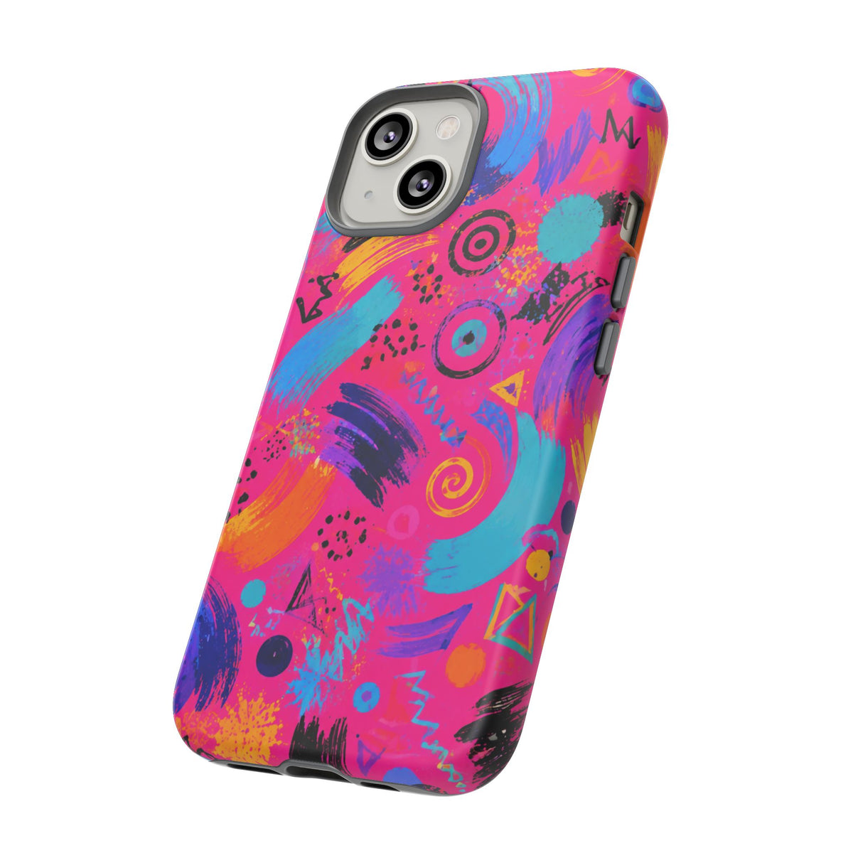 Neon Retro Abstract Tough Phone Case — 80s Brushstroke Pattern