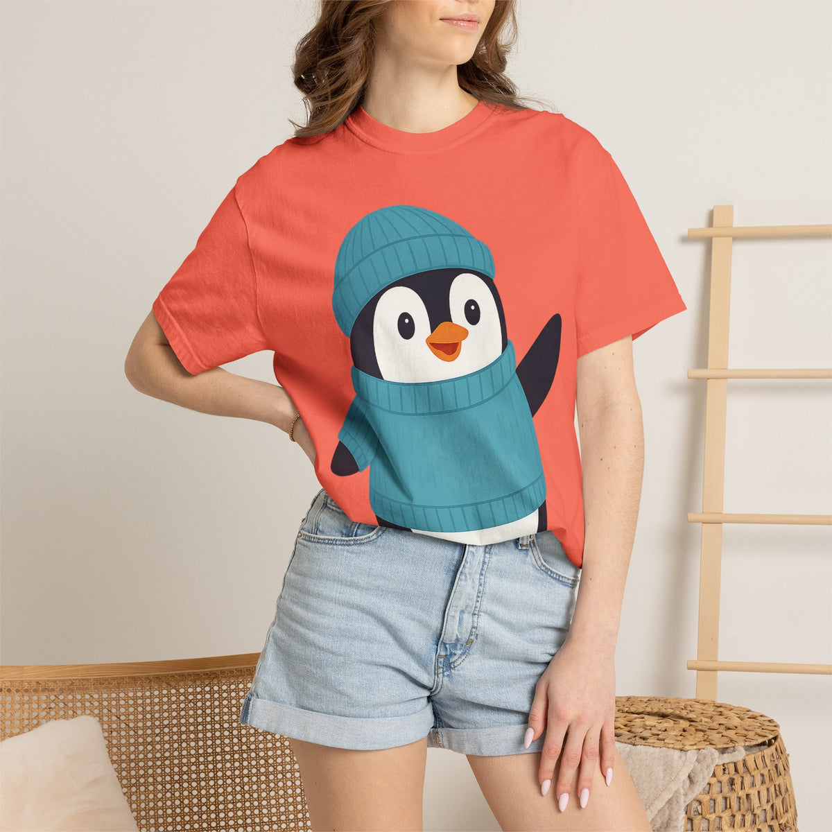 Cute Penguin in Blue Knit Tee