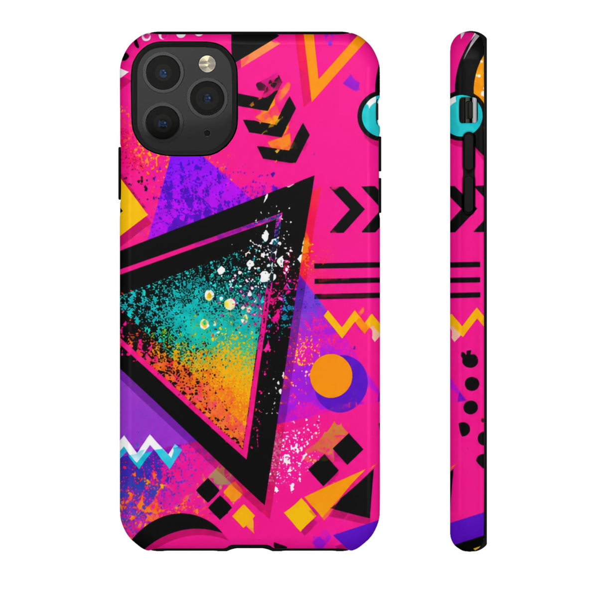 Retro 80s Geometric Phone Case — Neon Triangle Tough Case