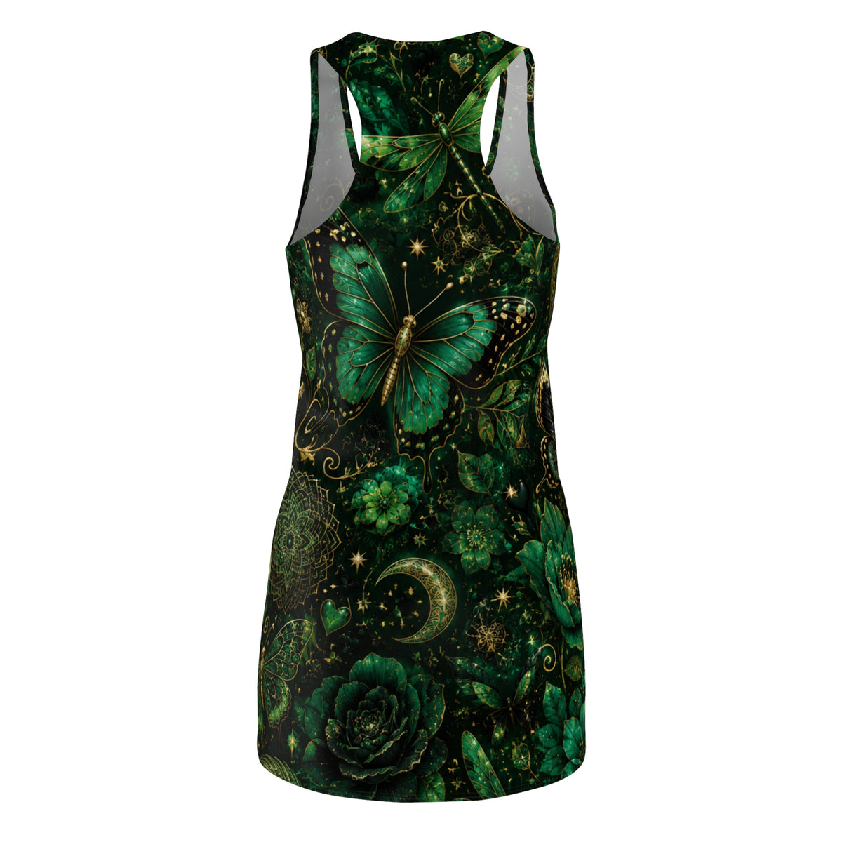 Emerald Butterfly Moon Racerback Dress | Floral Celestial Print