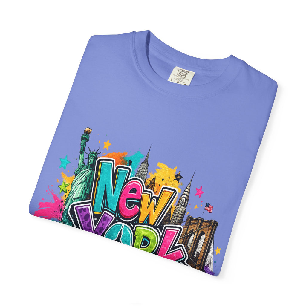 New York Graffiti Skyline T-shirt | Cityscape Taxi Brooklyn Bridge