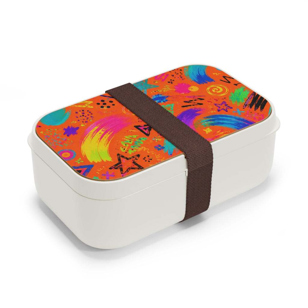 Colorful Graffiti Bento Lunch Box — Neon Paint Stars & Swirls