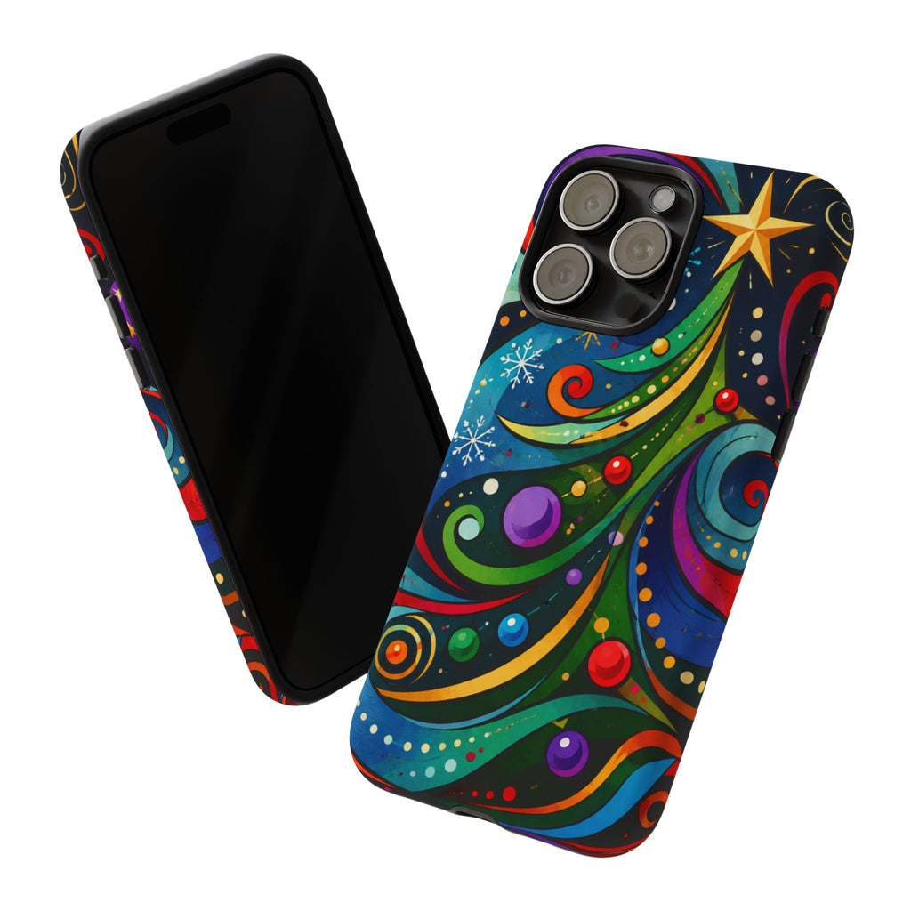 Colorful Swirl Christmas Tree Tough Phone Case