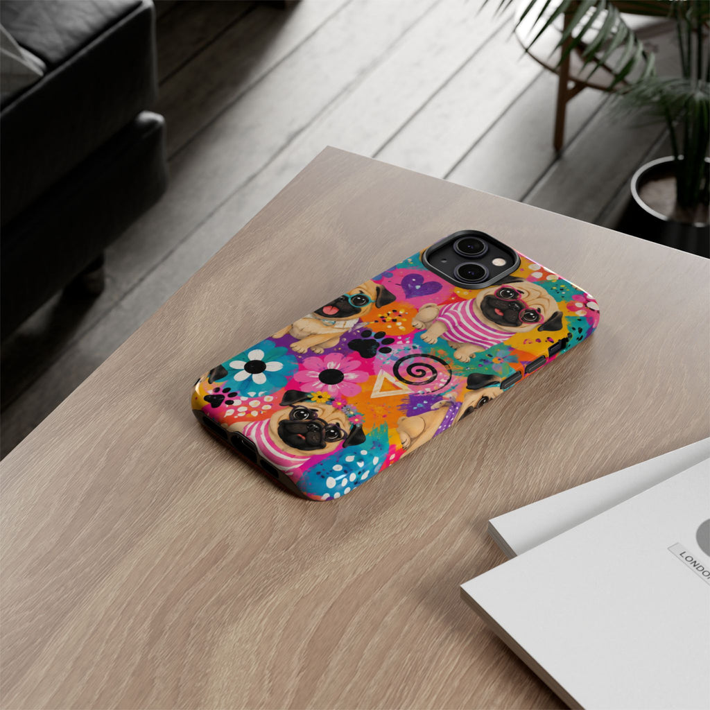 Pug Pop Art Phone Case — Colorful Pug Pattern Tough Case