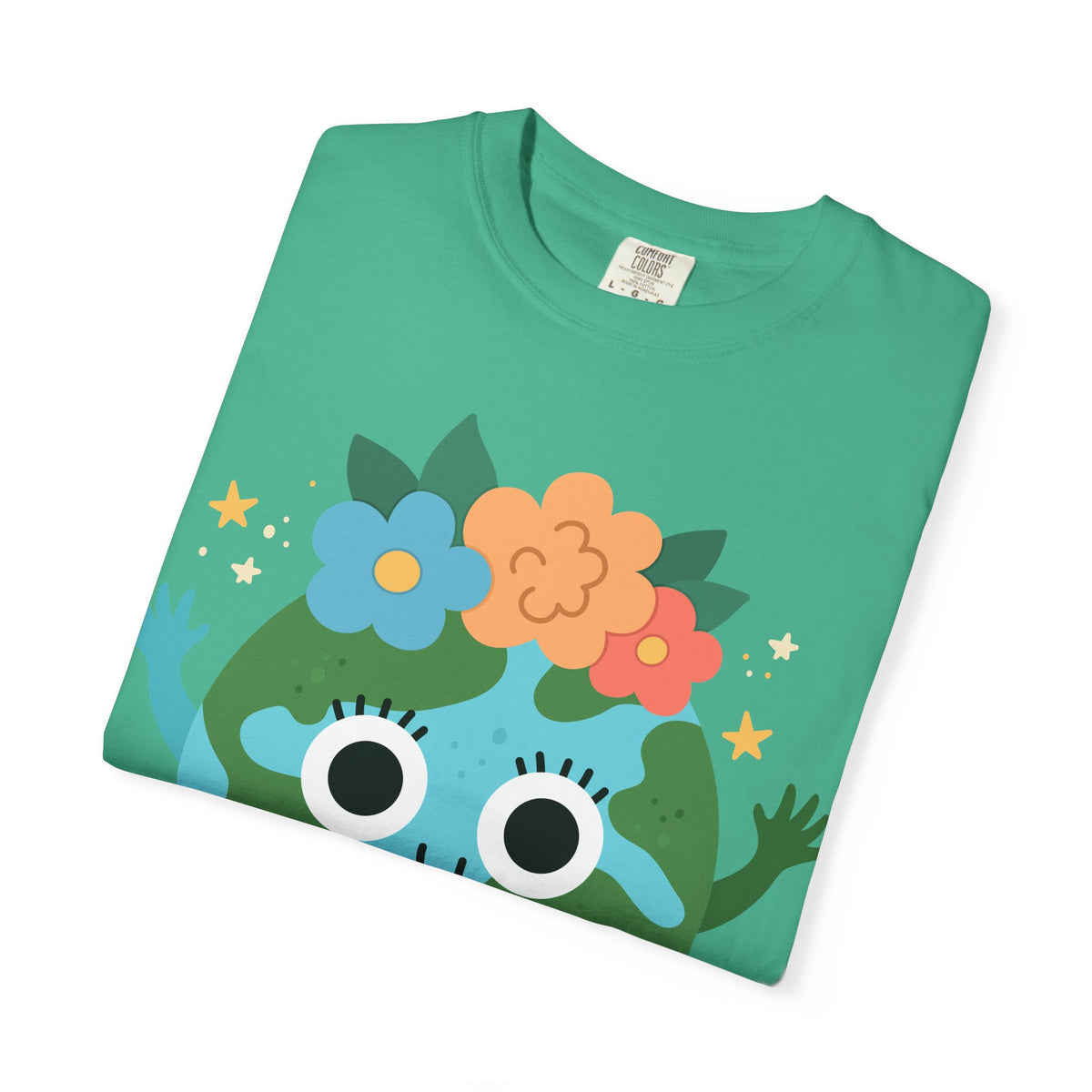 Flower Crown Earth Illustration T-shirt | Cute Planet Graphic