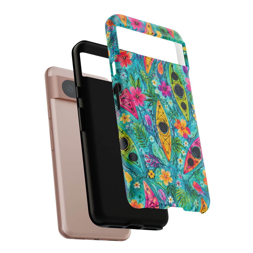 Tropical Kayak Phone Case – Colorful Floral Waterproof Pattern