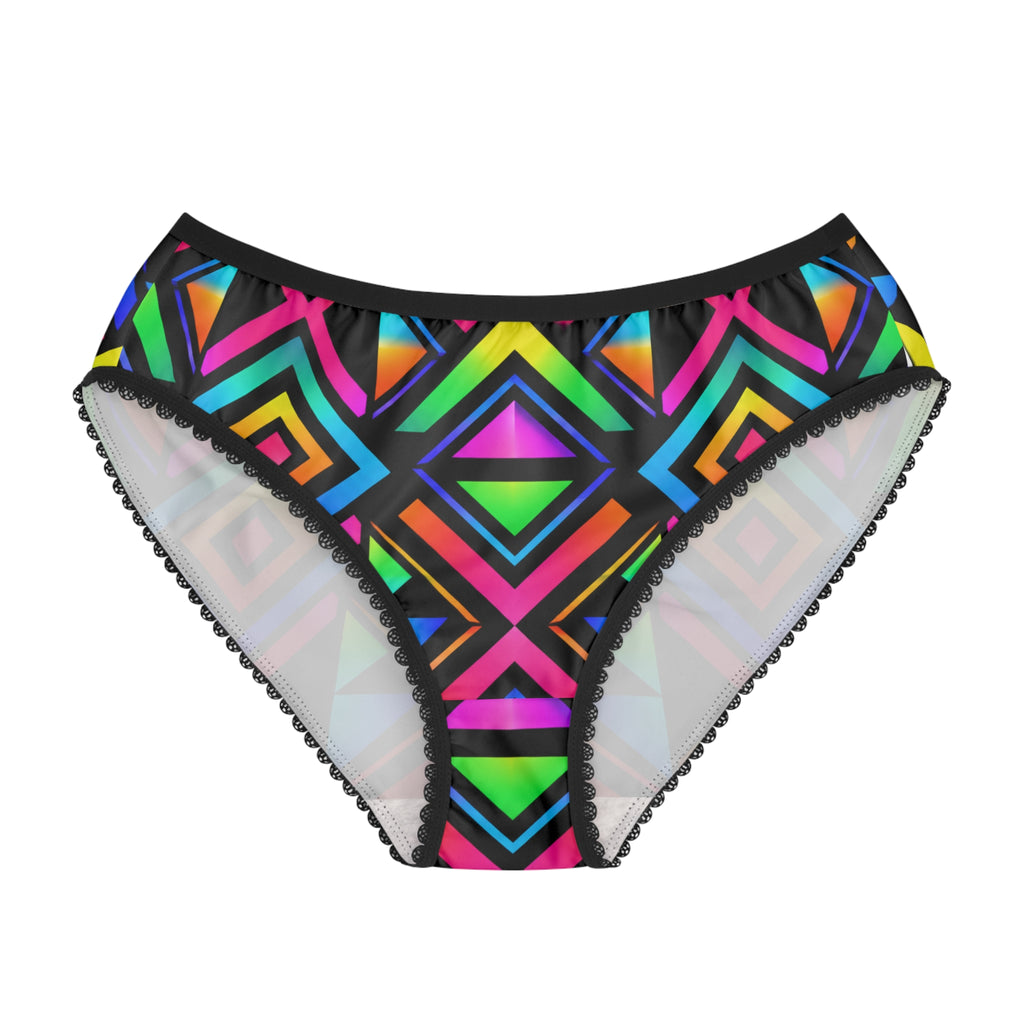 Neon Geometric Women's Briefs — Vibrant All-Over Print