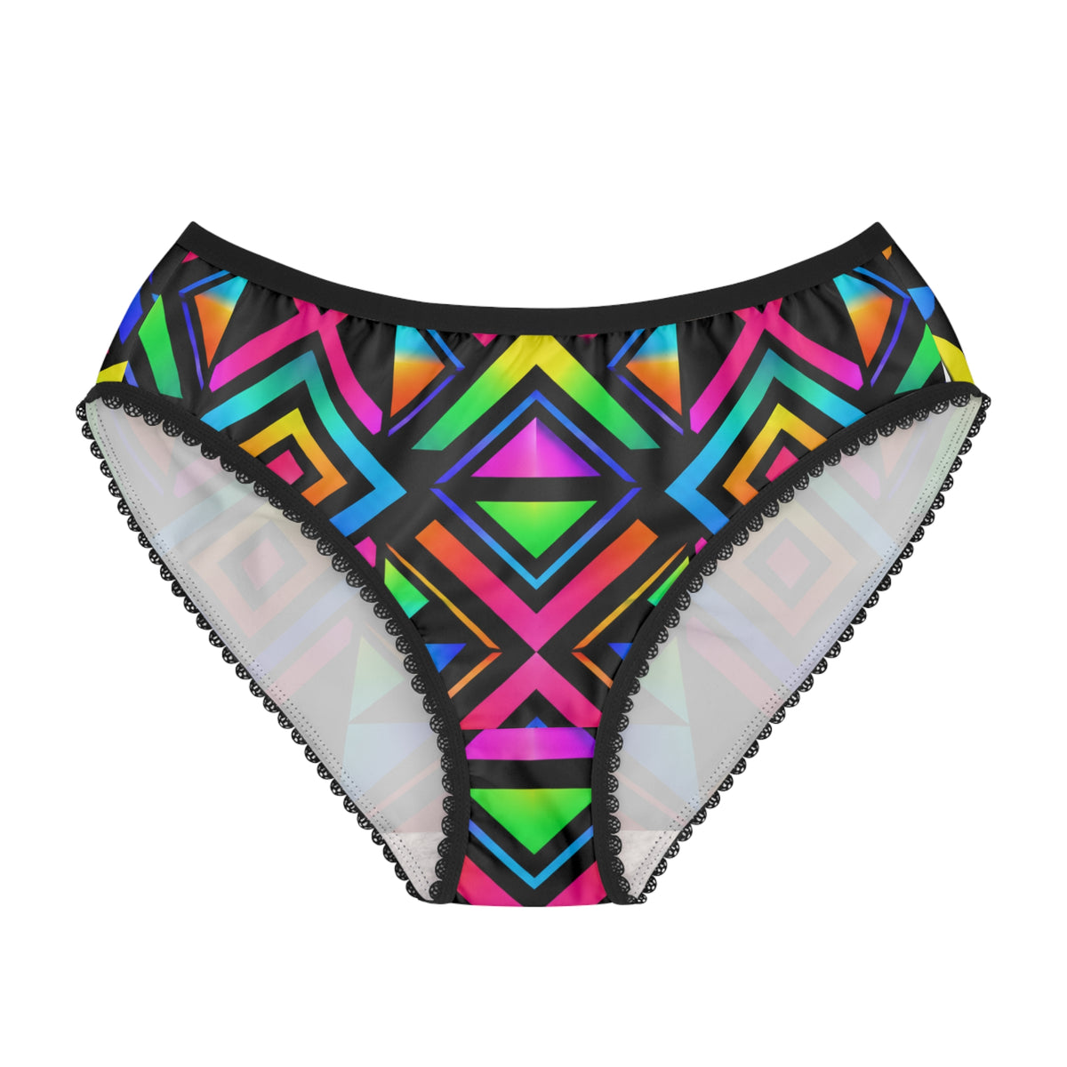 Neon Geometric Women's Briefs — Vibrant All-Over Print