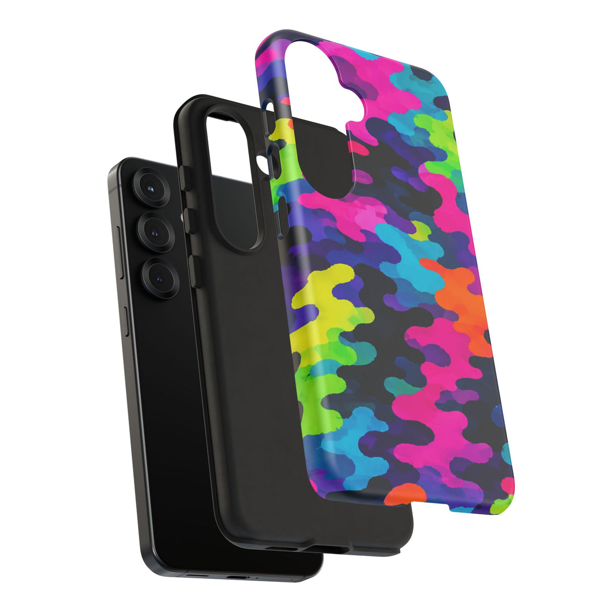 Neon Camo Tough Phone Case — Bright Rainbow Protective iPhone Cover