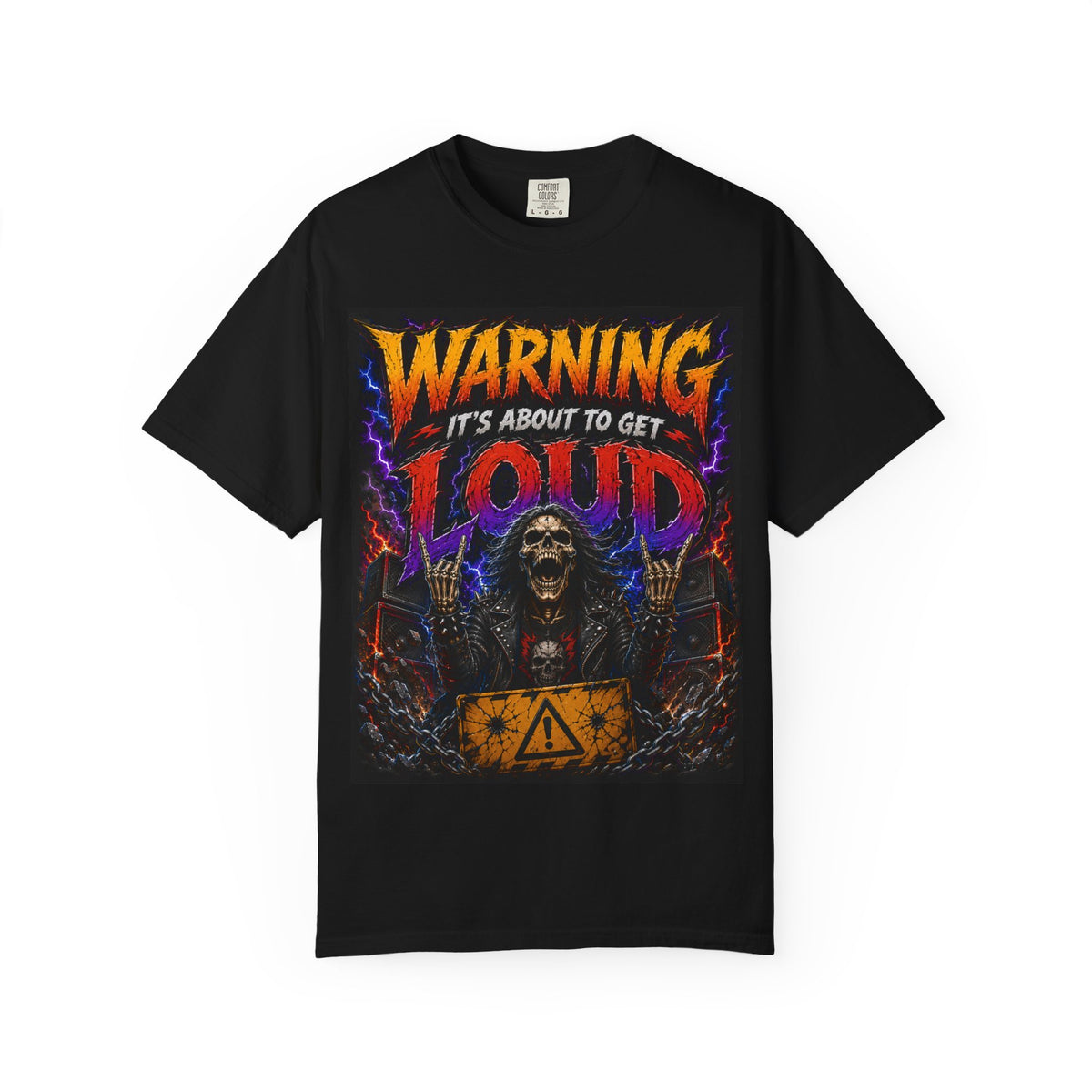 Warning It's About to Get Loud shirt | Skull Rock Metal Tee