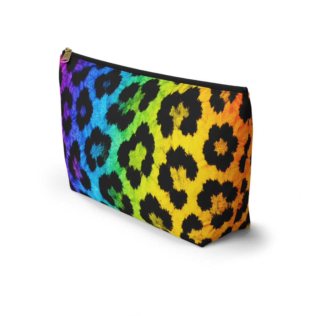 Rainbow Leopard Accessory Pouch — T‑Bottom Makeup Bag