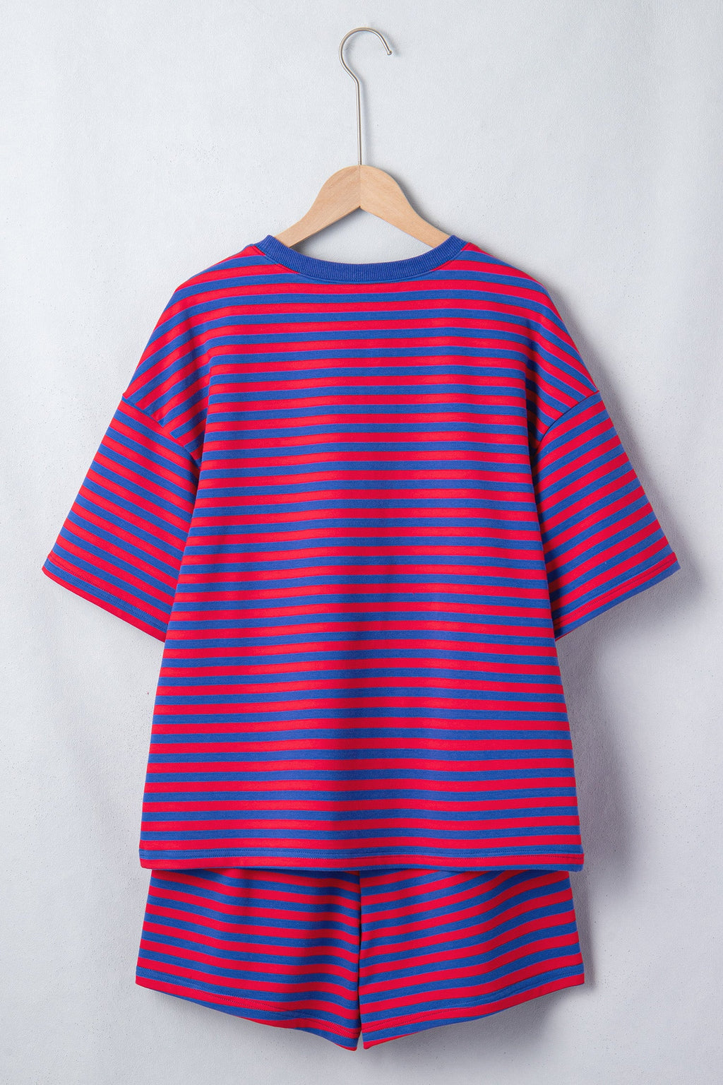 Stripe Short Sleeve Top & High Waist Short Set
