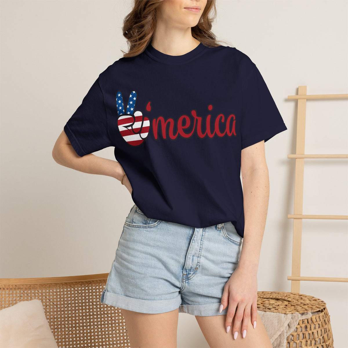'Merica Patriotic Peace Sign T-Shirt – American Flag Fourth of July Tee