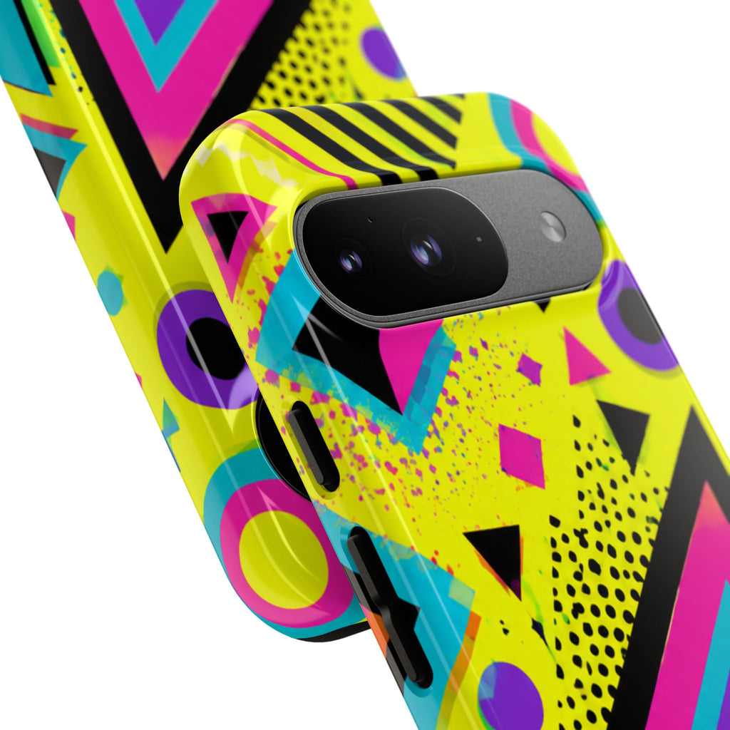 Retro 80s Geometric Phone Case — Neon Memphis Triangle Design