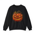 Halloween Pumpkin Crewneck Sweatshirt — Scary Jack-O'-Lantern Graphic