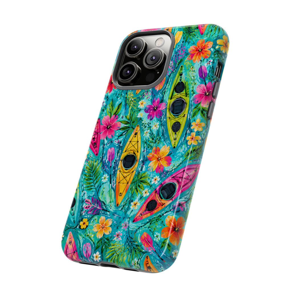 Tropical Kayak Phone Case – Colorful Floral Waterproof Pattern
