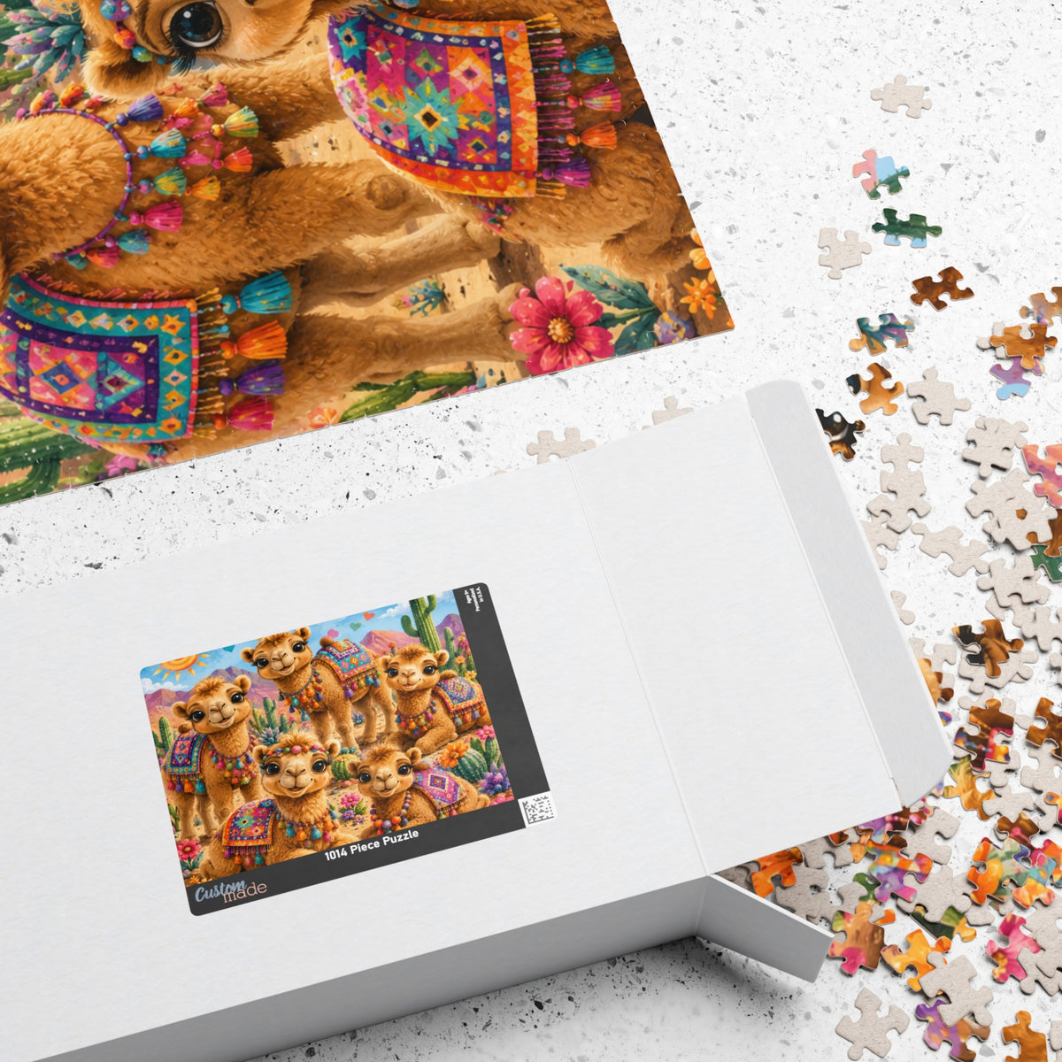 Cute Camel Family Jigsaw Puzzle – 110/252/520/1014-Piece Colorful Desert Scene