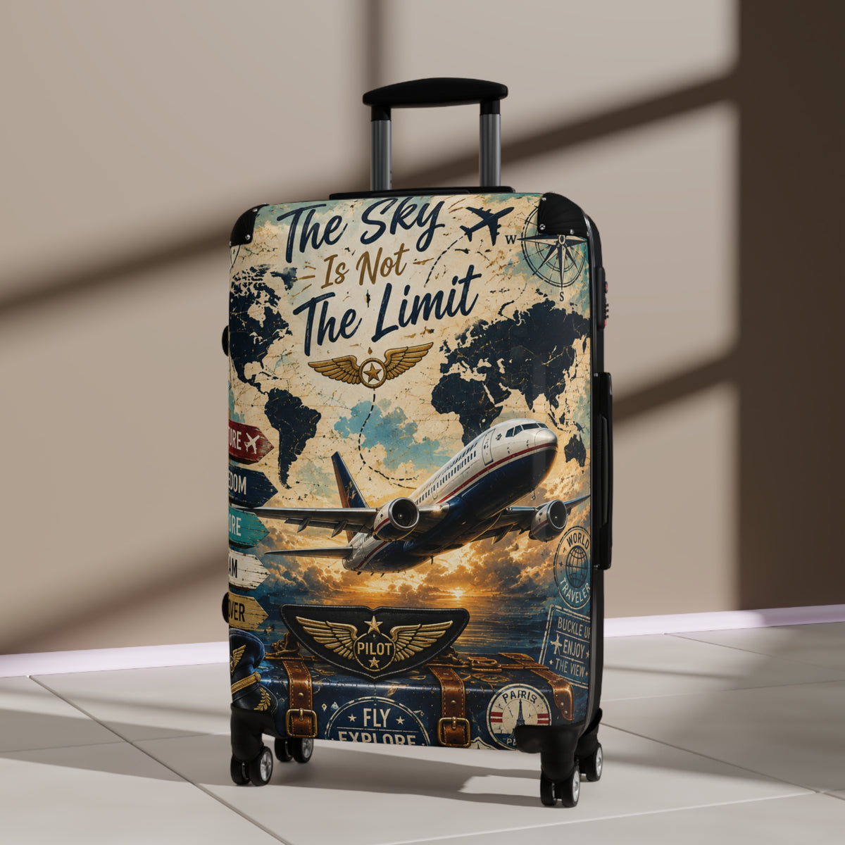 Suitcase - 'The Sky Is Not The Limit' Vintage Pilot Travel Carry-On