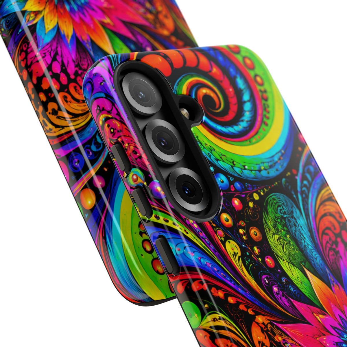 Psychedelic Floral Phone Case — Vibrant Swirl Tough Protective Cover